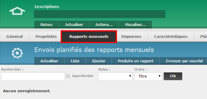 6 - Cliquez sur l'onglet "Rapports mensuels" en haut de page pour accder  la section des rapports