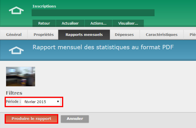 2 - Choisissez la priode pour laquelle vous dsirez obtenir les statistiques puis cliquez sur "Produire le rapport"