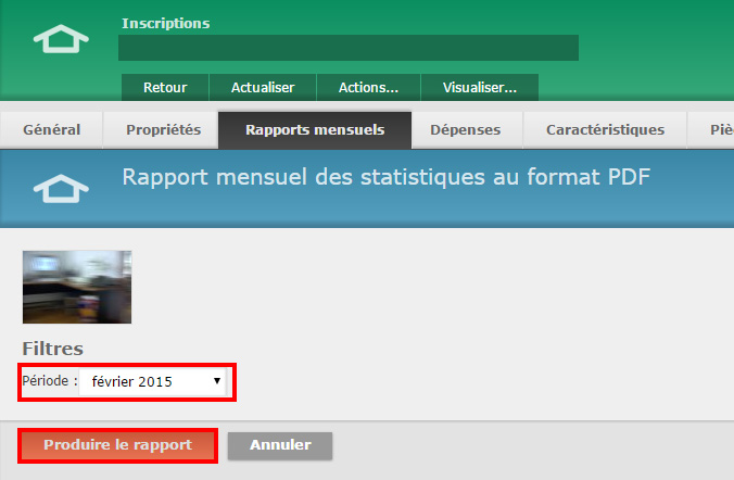 2 - Choisissez la période pour laquelle vous désirez obtenir les statistiques puis cliquez sur "Produire le rapport"
